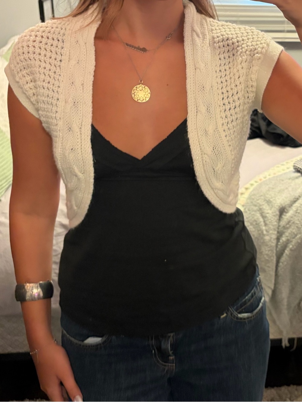 Derek Heart open-front cropped knit shrug